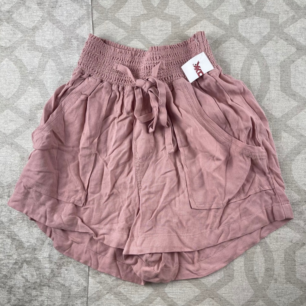 Ci Sono Wovens Mauve Smocked Waist Shorts Women S Pink Rayon Summer Casual